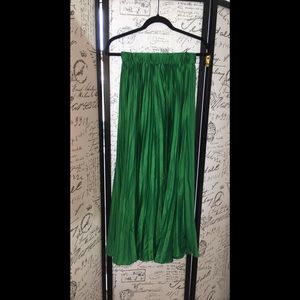Kelly Grass Green Pleated Skirt
